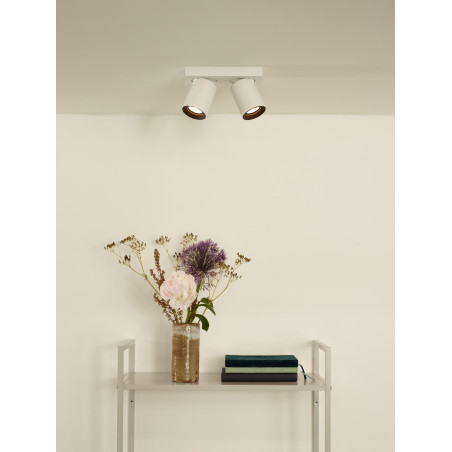 Lucide NIGEL - Spot plafond - LED Dim to warm - GU10 (MR16) - 2x5W 2200K/3000K - Blanc