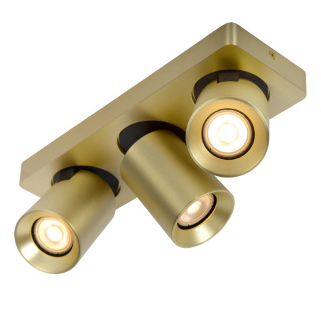 Lucide NIGEL - Spot plafond - LED Dim to warm - GU10 (MR16) - 3x5W 2200K/3000K - Or Mat / Laiton