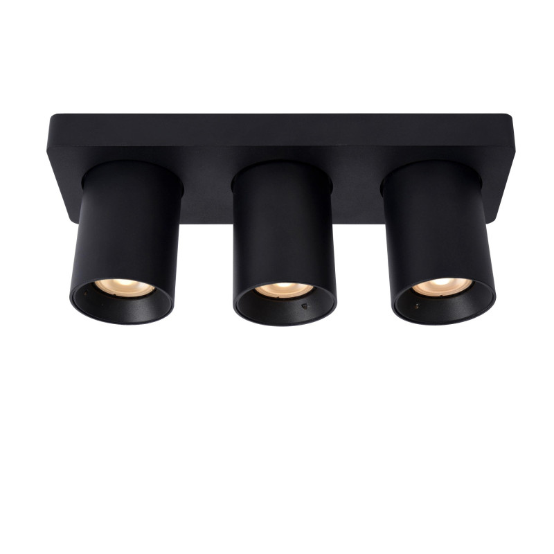 Lucide NIGEL - Spot plafond - LED Dim to warm - GU10 (MR16) - 3x5W 2200K/3000K - Noir