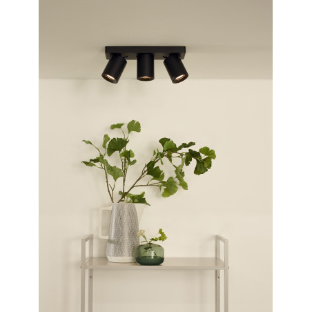 Lucide NIGEL - Spot plafond - LED Dim to warm - GU10 (MR16) - 3x5W 2200K/3000K - Noir