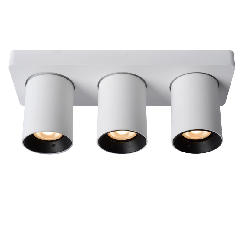 Lucide NIGEL - Spot plafond - LED Dim to warm - GU10 (MR16) - 3x5W 2200K/3000K - Blanc