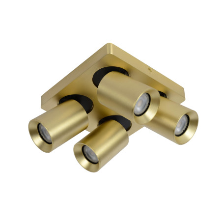 Lucide NIGEL - Spot plafond - LED Dim to warm - GU10 (MR16) - 4x5W 2200K/3000K - Or Mat / Laiton