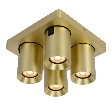 Lucide NIGEL - Spot plafond - LED Dim to warm - GU10 (MR16) - 4x5W 2200K/3000K - Or Mat / Laiton