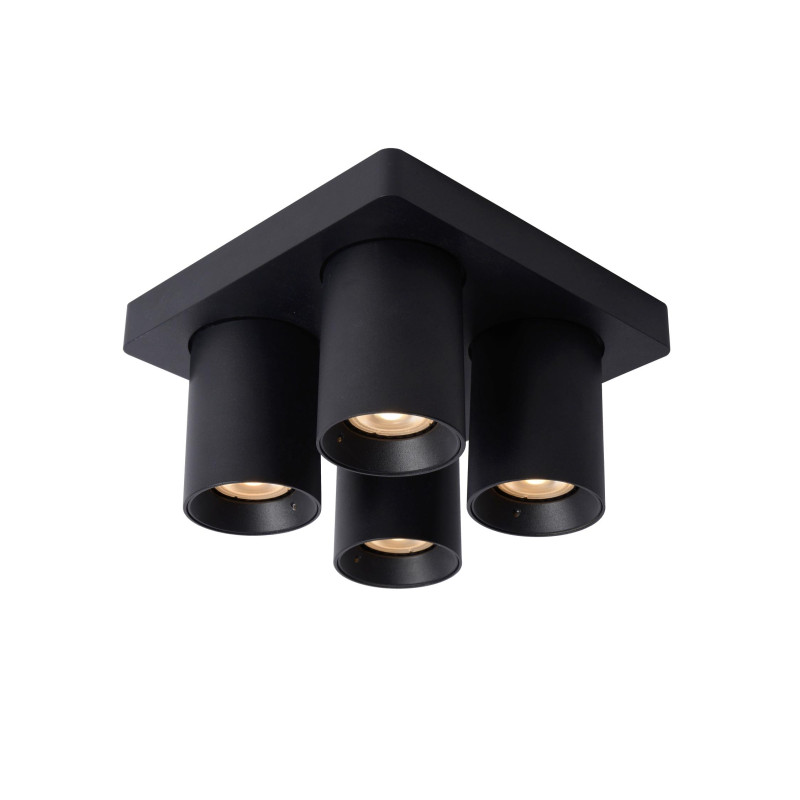 Lucide NIGEL - Spot plafond - LED Dim to warm - GU10 (MR16) - 4x5W 2200K/3000K - Noir