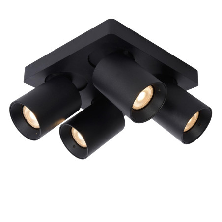 Lucide NIGEL - Spot plafond - LED Dim to warm - GU10 (MR16) - 4x5W 2200K/3000K - Noir