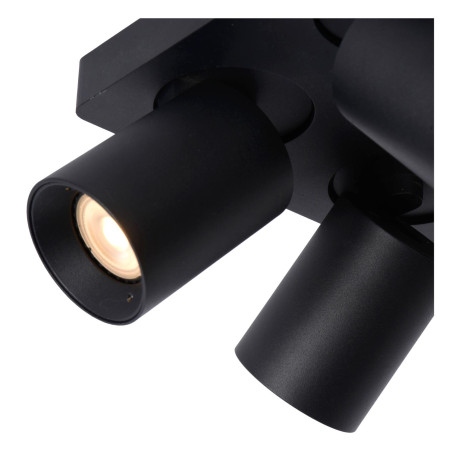 Lucide NIGEL - Spot plafond - LED Dim to warm - GU10 (MR16) - 4x5W 2200K/3000K - Noir