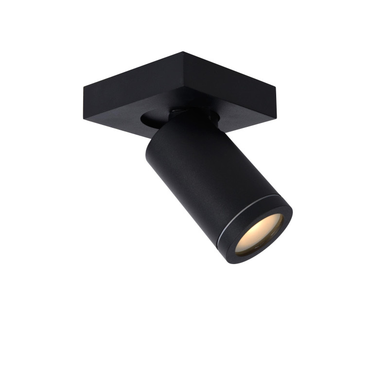 Lucide TAYLOR - Spot plafond Salle de bains - LED Dim to warm - GU10 (MR16) - 1x5W 2200K/3000K - IP44 - Noir