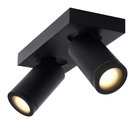 Lucide TAYLOR - Spot plafond Salle de bains - LED Dim to warm - GU10 (MR16) - 2x5W 2200K/3000K - IP44 - Noir