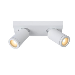 Lucide TAYLOR - Spot plafond Salle de bains - LED Dim to warm - GU10 (MR16) - 2x5W 2200K/3000K - IP44 - Blanc