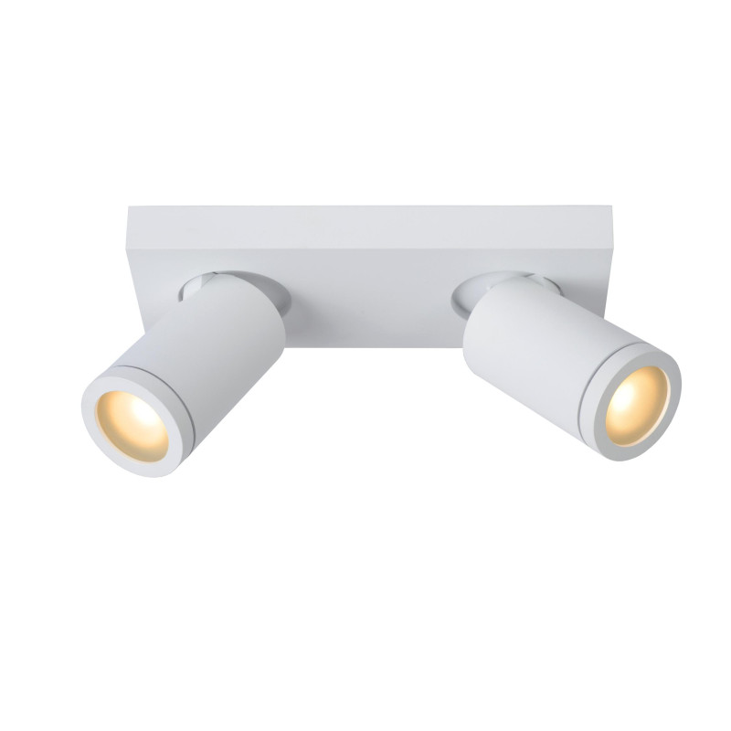 Lucide TAYLOR - Spot plafond Salle de bains - LED Dim to warm - GU10 (MR16) - 2x5W 2200K/3000K - IP44 - Blanc