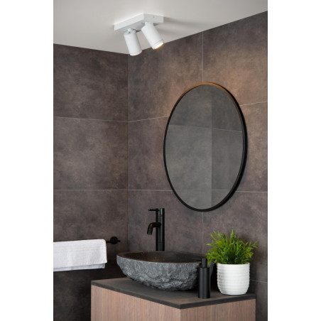 Lucide TAYLOR - Spot plafond Salle de bains - LED Dim to warm - GU10 (MR16) - 2x5W 2200K/3000K - IP44 - Blanc