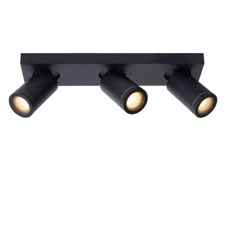 Lucide TAYLOR - Spot plafond Salle de bains - LED Dim to warm - GU10 (MR16) - 3x5W 2200K/3000K - IP44 - Noir