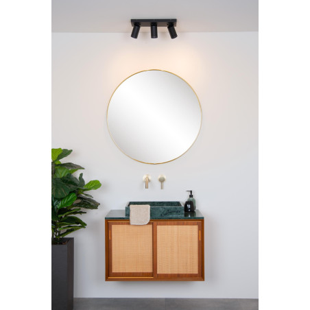 Lucide TAYLOR - Spot plafond Salle de bains - LED Dim to warm - GU10 (MR16) - 3x5W 2200K/3000K - IP44 - Noir