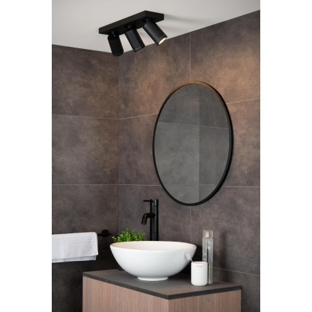 Lucide TAYLOR - Spot plafond Salle de bains - LED Dim to warm - GU10 (MR16) - 3x5W 2200K/3000K - IP44 - Noir