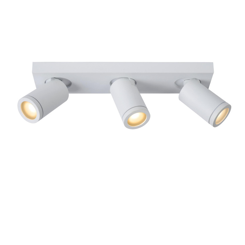 Lucide TAYLOR - Spot plafond Salle de bains - LED Dim to warm - GU10 (MR16) - 3x5W 2200K/3000K - IP44 - Blanc