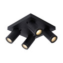 Lucide TAYLOR - Spot plafond Salle de bains - LED Dim to warm - GU10 (MR16) - 4x5W 2200K/3000K - IP44 - Noir