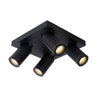 Lucide TAYLOR - Spot plafond Salle de bains - LED Dim to warm - GU10 (MR16) - 4x5W 2200K/3000K - IP44 - Noir