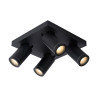 Lucide TAYLOR - Spot plafond Salle de bains - LED Dim to warm - GU10 (MR16) - 4x5W 2200K/3000K - IP44 - Noir
