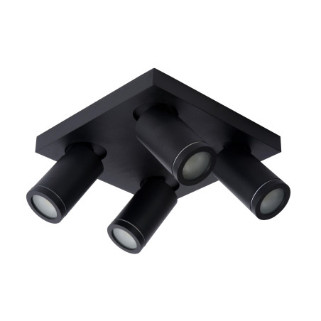 Lucide TAYLOR - Spot plafond Salle de bains - LED Dim to warm - GU10 (MR16) - 4x5W 2200K/3000K - IP44 - Noir