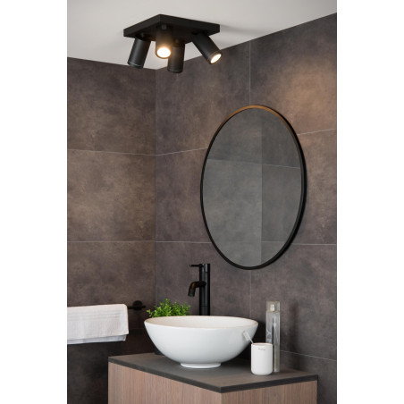Lucide TAYLOR - Spot plafond Salle de bains - LED Dim to warm - GU10 (MR16) - 4x5W 2200K/3000K - IP44 - Noir