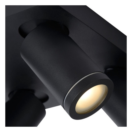 Lucide TAYLOR - Spot plafond Salle de bains - LED Dim to warm - GU10 (MR16) - 4x5W 2200K/3000K - IP44 - Noir