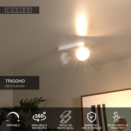 Lucide TRIGONO - Spot plafond - 2xGU10 (MR16) - Blanc
