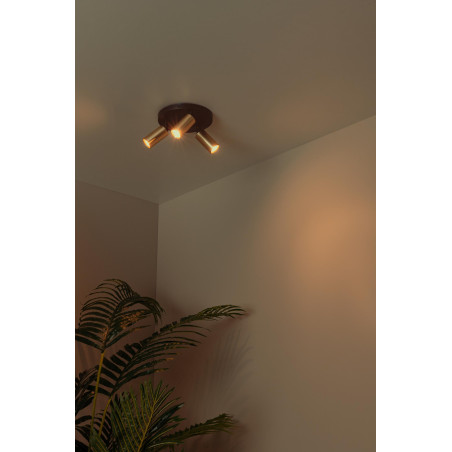 Lucide RITMO - Spot plafond - Ø 18 cm - 3xGU10 (MR11) - Or Mat / Laiton
