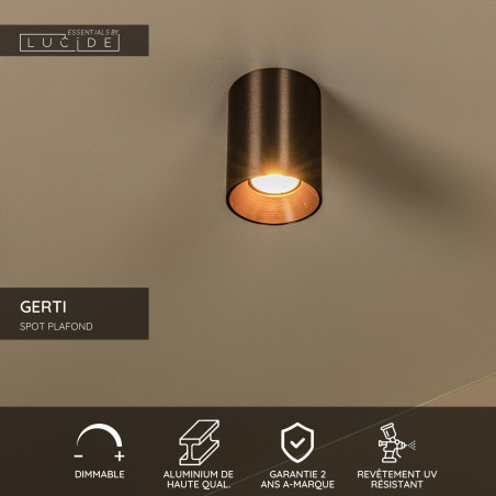 Lucide GERTI - Spot plafond - Ø 8 cm - 1xGU10 (MR16) - Café - Essential