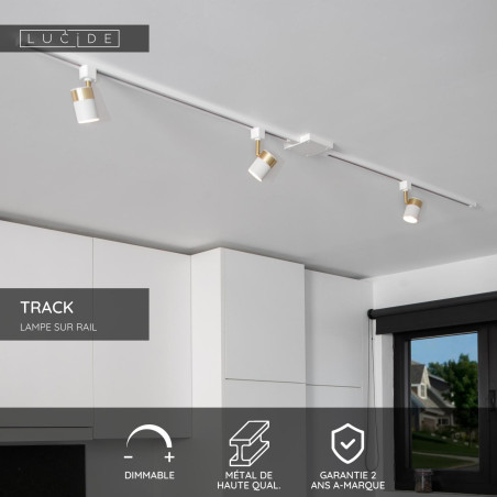 Lucide TRACK connecteur en I - Système de rail monophasé / Éclairage sur rail - Blanc (Extension)