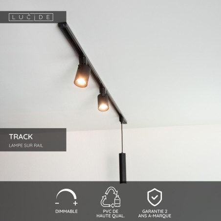 Lucide TRACK connecteur en T B - Système de rail monophasé / Éclairage sur rail - Noir (Extension)