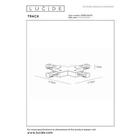 Lucide TRACK connecteur en X - Système de rail monophasé / Éclairage sur rail - Noir (Extension)