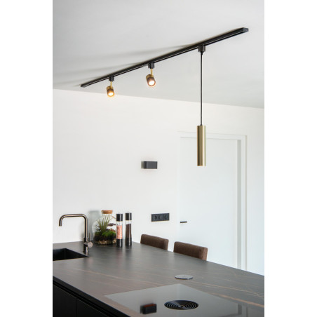Lucide TRACK FLORIS Spot sur rail - Système de rail monophasé / Éclairage sur rail - 1xGU10 - Noir (Extension)