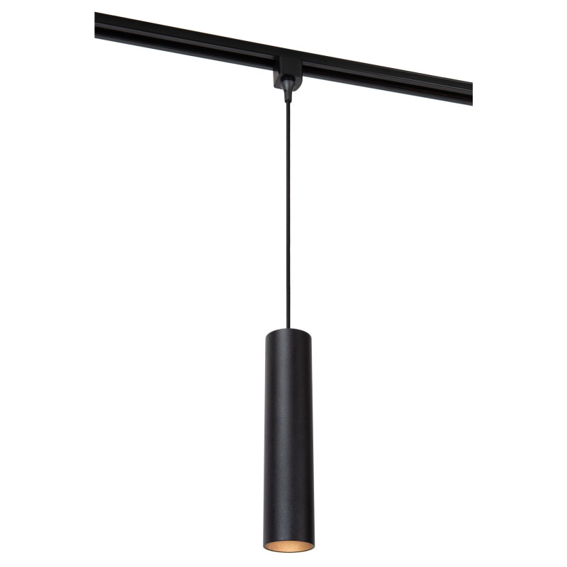 Lucide TRACK FLORIS Suspension - Système de rail monophasé / Éclairage sur rail - 1xGU10 - Noir (Extension)