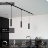 Lucide TRACK FLORIS Suspension - Système de rail monophasé / Éclairage sur rail - 1xGU10 - Noir (Extension)