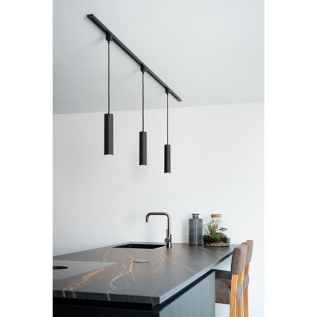 Lucide TRACK FLORIS Suspension - Système de rail monophasé / Éclairage sur rail - 1xGU10 - Noir (Extension)