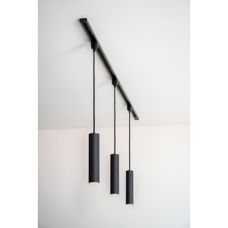 Lucide TRACK FLORIS Suspension - Système de rail monophasé / Éclairage sur rail - 1xGU10 - Noir (Extension)