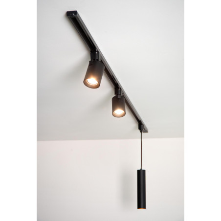 Lucide TRACK FLORIS Suspension - Système de rail monophasé / Éclairage sur rail - 1xGU10 - Noir (Extension)