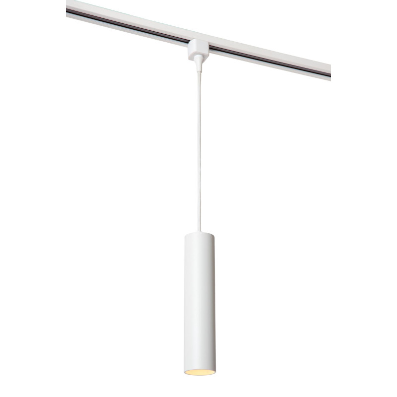 Lucide TRACK FLORIS Suspension - Système de rail monophasé / Éclairage sur rail - 1xGU10 - - L 5,6 x P 5,6 x H 155 cm - Blanc