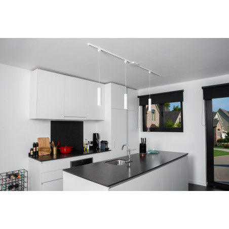 Lucide TRACK FLORIS Suspension - Système de rail monophasé / Éclairage sur rail - 1xGU10 - - L 5,6 x P 5,6 x H 155 cm - Blanc