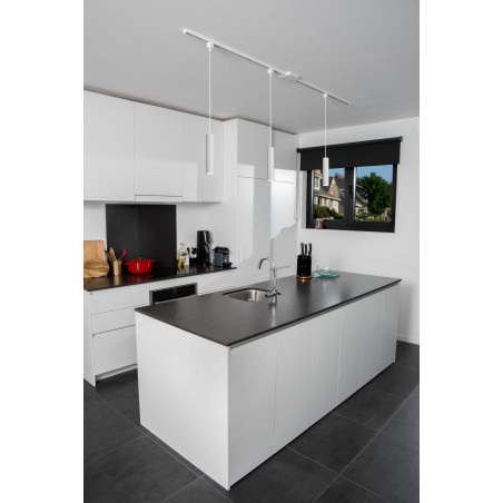 Lucide TRACK FLORIS Suspension - Système de rail monophasé / Éclairage sur rail - 1xGU10 - - L 5,6 x P 5,6 x H 155 cm - Blanc