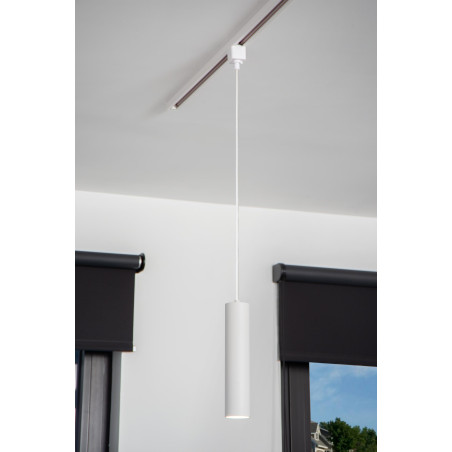 Lucide TRACK FLORIS Suspension - Système de rail monophasé / Éclairage sur rail - 1xGU10 - - L 5,6 x P 5,6 x H 155 cm - Blanc