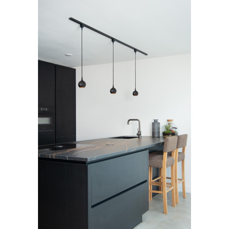 Lucide TRACK FAVORI Suspension - Système de rail monophasé / Éclairage sur rail - 1xGU10 - Noir (Extension)