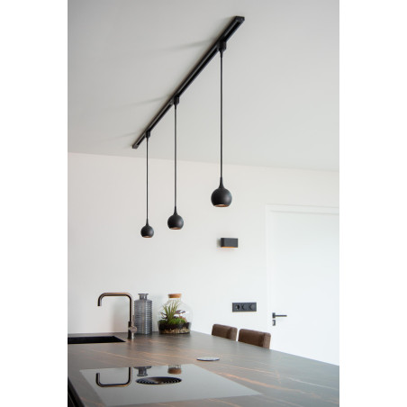 Lucide TRACK FAVORI Suspension - Système de rail monophasé / Éclairage sur rail - 1xGU10 - Noir (Extension)