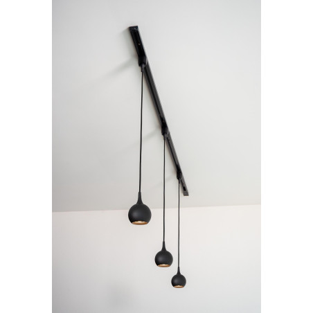Lucide TRACK FAVORI Suspension - Système de rail monophasé / Éclairage sur rail - 1xGU10 - Noir (Extension)
