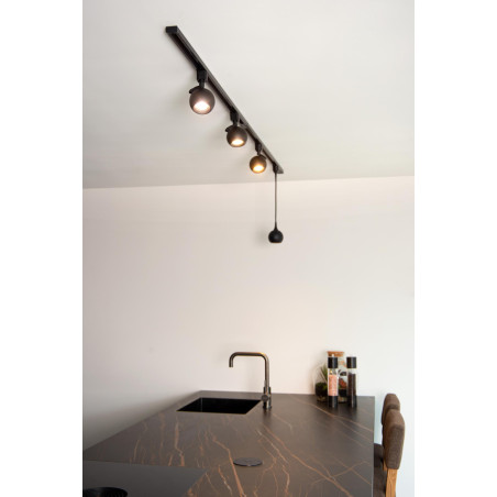 Lucide TRACK FAVORI Suspension - Système de rail monophasé / Éclairage sur rail - 1xGU10 - Noir (Extension)