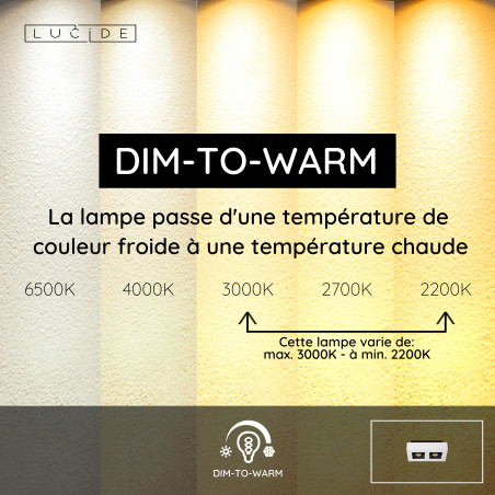 Lucide XIRAX - Spot plafond - LED Dim to warm - GU10 (MR16) - 2x5W 2200K/3000K - Blanc