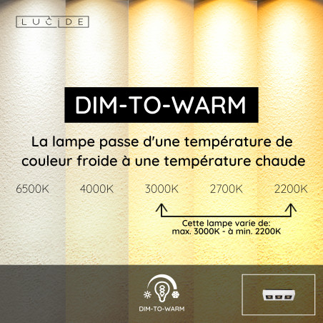 Lucide XIRAX - Spot plafond - LED Dim to warm - GU10 (MR16) - 3x5W 2200K/3000K - Blanc