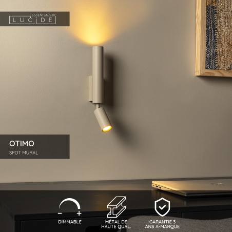 Lucide OTIMO - Spot mural / Applique mural - 2xGU10 (MR16) - Taupe - Essential