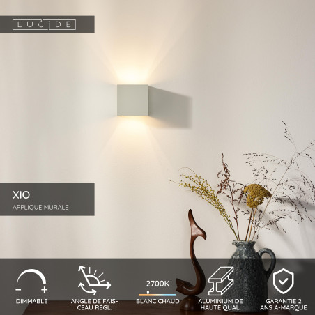 Lucide XIO - Applique murale - LED Dim. - G9 - 1x4W 2700K - Angle du faisceau réglable - Blanc