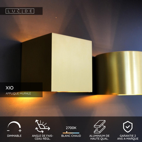 Lucide XIO - Applique murale - LED Dim. - G9 - 1x3,5W 2700K - Angle du faisceau réglable - Or Mat / Laiton